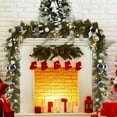 thumbnail image 6 of Christmas Garland with Lights, Artificial Christmas Garland with Pine Cones Poinsettia,Cordless Xmas Garland for Fireplace Mantle Stairecase Indoor Outdoor Holiday Home Decorations,6FT,Blue Silver, 6 of 7