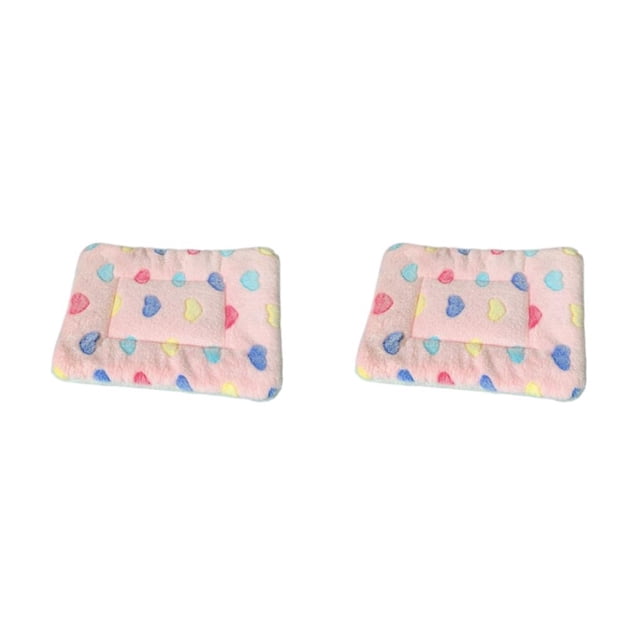 Wweixi 1/2/3/5 Washable And Machine Washable Pet Mat For Easy Cleaning Cartoon Sleeping Mat For Cats And Dogs pink heart 30*40cm 2PCS