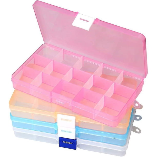 Caja organizadora de joyas para pendientes, 4 unidades, transparente, con 15 compartimentos