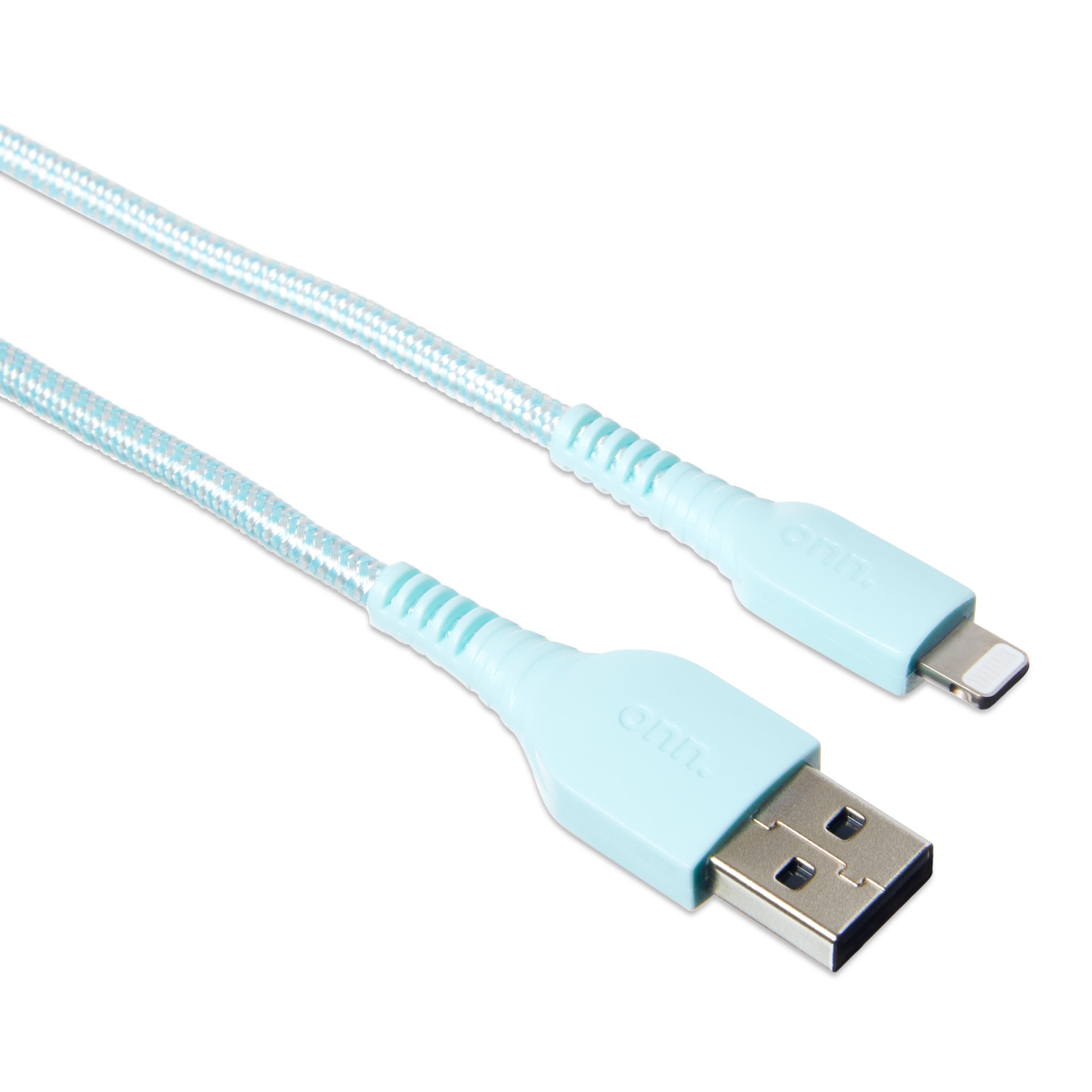 onn. Lightning to USB Cable, Aqua Chevron, 6'