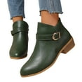 thumbnail image 5 of Kidagic Women's Retro Mid Calf Boots Side Zipper Ankle Booties Mid Heel Casual All Seasons Wear(Color:Green,Size:9.5), 5 of 9