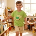 thumbnail image 3 of NAISIBABY Boys Outfit Sets, Graphic Short Sleeve Tees and Shorts Cotton Summer Casual Clothes 2-Piece Green Size 6-7, 3 of 6