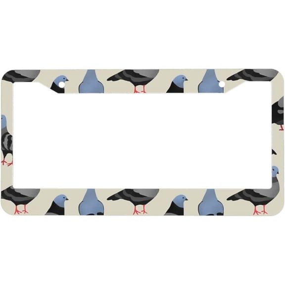 Pigeons License Plate Frames - License Plate Covers, 2 Packs Universal Aluminum Tag Frame for Front and Rear Car Tags, With Accessories