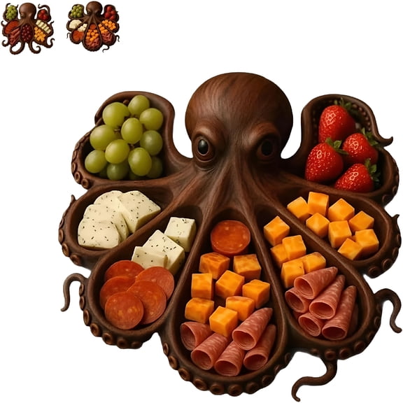 ACDANC Octopus Charcuterie Platter,Ocean Theme Party Tray,Funny Charcuterie Board,Serving Platter Meats & Fruit for Seafood Lovers & Entertainers (Style-1)
