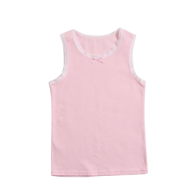 Timegard Baby Girls Clothes Toddler Lace Round Neck Sleeveless Loose Comfy Cute Solid Color Tank Tops