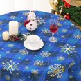 thumbnail image 5 of Christmas Round Tablecloth 60 Inch Gold Snowflake Table Cloth Buffalo Plaid Holiday Tablecloth, Waterproof Winter Xmas Table Cover for Party Picnic Dinner, Christmas Decor, Blue, 5 of 6