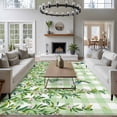 thumbnail image 4 of Area Rug 60×96in, Watercolor Spring Birds Leaves Floor Carpet Living Room Rug, Green White Plaid Non-Slip Welcome Mat Indoor Rugs for Bedroom Dining Room, 4 of 9