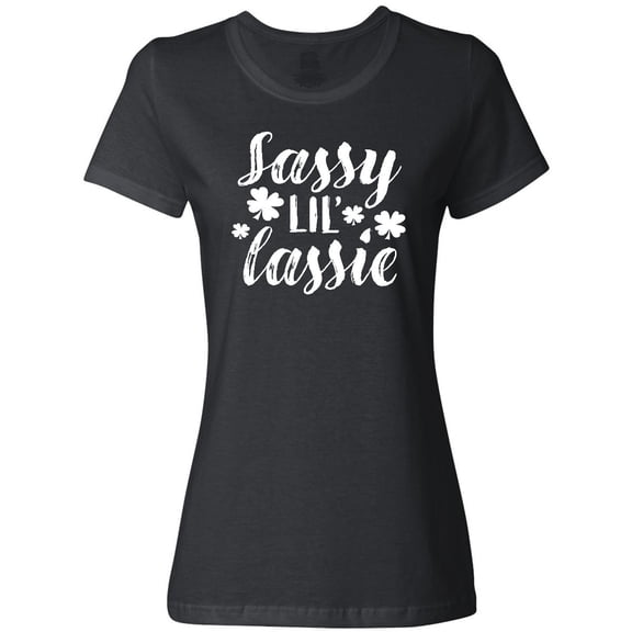 Inktastic Saint Patrick's Day Sassy Lil' Lassie with Shamrocks Women's T-Shirt