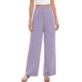 thumbnail image 3 of Tqcoqu Wide Leg Pants for Women Comfy High Waisted Summer Flowy Lounge Pant Trendy Vacation Clothes,Purple,Women's S-XXL, 3 of 10
