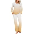 thumbnail image 3 of Sentmoon 2 Pcs Pyjama pour Femmes à Col Ras du Cou, Ensemble Décontracté à Dégradé de Couleurs, Robe de Nuit avec Poches, Doux et Confortable pour Séjours à l'Hôtel, Orange, TTTG, 3 of 7