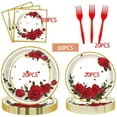 thumbnail image 3 of Eoozwa Disposable Rose Gold Party Plates Set Elegant Red Rose Design Includes Forks and Napkins for Wedding Birthday Bridal Shower Decor, 3 of 6