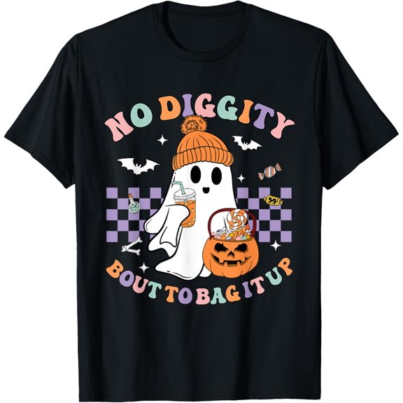 No Diggity Bout To Bag It Up Cute Ghost Halloween Candy T-Shirt BLACK Unisex S-5XL Hot Trending Shirt, Vintage Birthday Gift