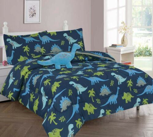 New Twin Size Comforter Set Boy's Dinosaur Bedding Kid's Sheets Sham Bedding 