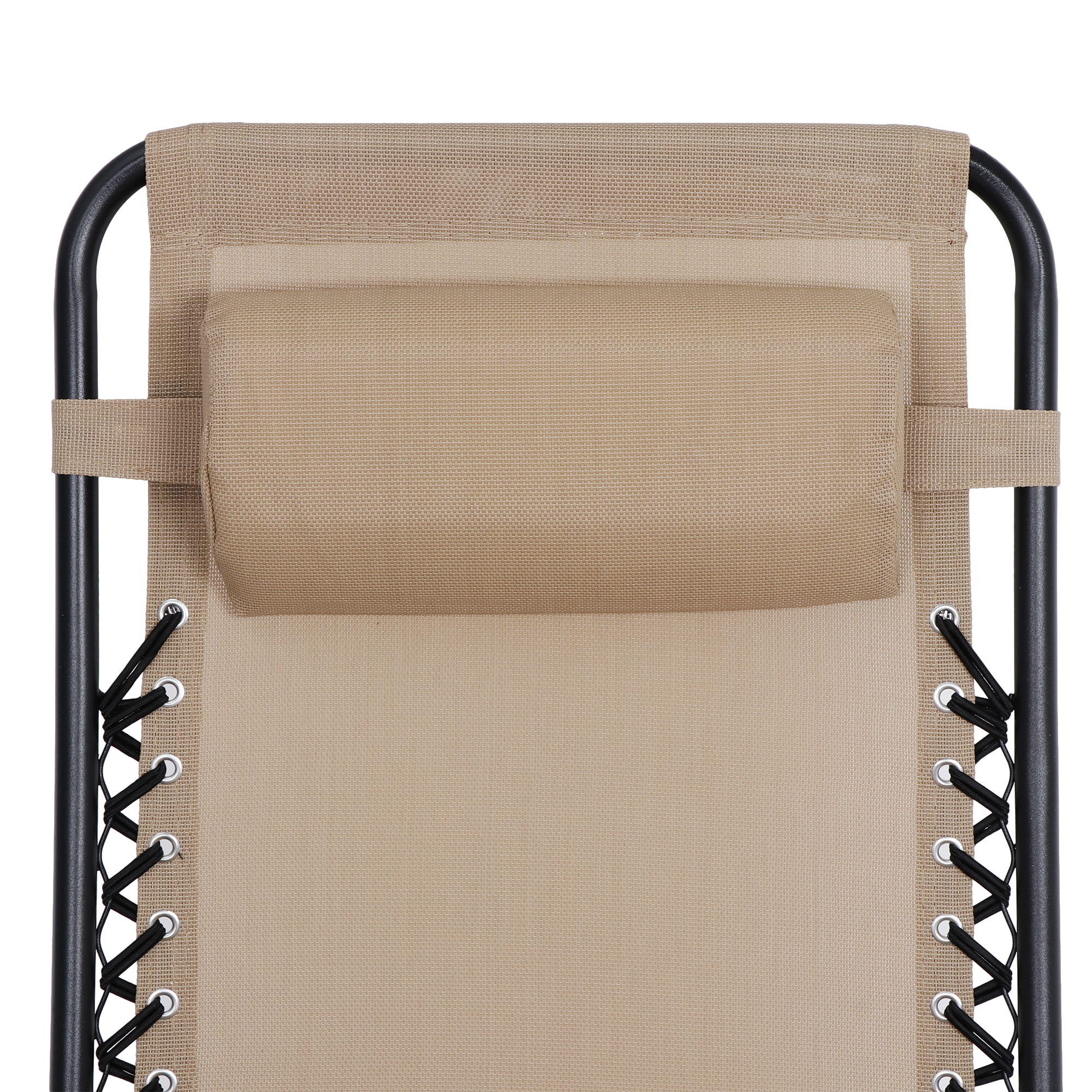 ZENSTYLE Set of 2 Adjustable Recline Chairs Zero Gravity Patio Beach Lounge 330LBS W/ Cup Holders Beige - image 3 of 9