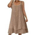 thumbnail image 1 of Ltctricy Robe d'Été pour Femme Grande Taille Sans Manches à Encolure Dégagée Plissée à Étages Robe Midi Décontractée Robe Débardeur, 1 of 6