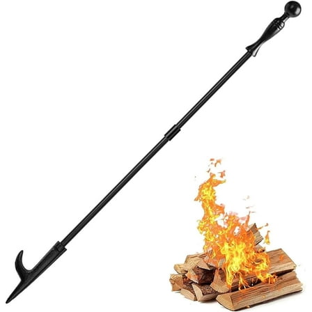 SUMMIT Amagabeli 32 Inch Fire Poker for Fire Pit Fireplace Poker Wrought Iron for Indoor Outdoor Steel Poker Stick Campfire Rust Resistant Tool for Bonfires Camping BBQ Wood Stove Black