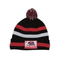 thumbnail image 1 of California Republic Patch Striped Beanie w/ Pom - Black/Raspberry Pink/White, 1 of 1