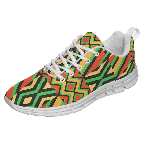 Kente Shoes for Men Women Running Shoes Lightweight Walking Sneakers Mesh Athletic Sport Shoes White Size 3.5