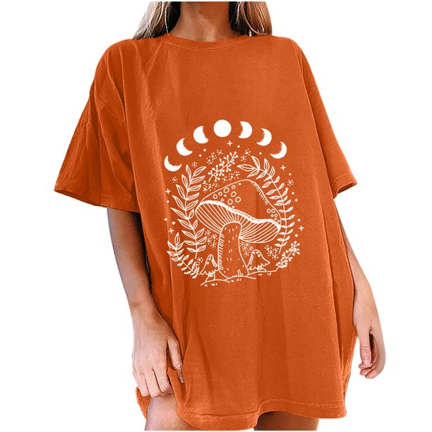 Blusa de manga corta de verano con estampado de sol y luna gótica vintage para mujer Pompotops hfajkhk140717