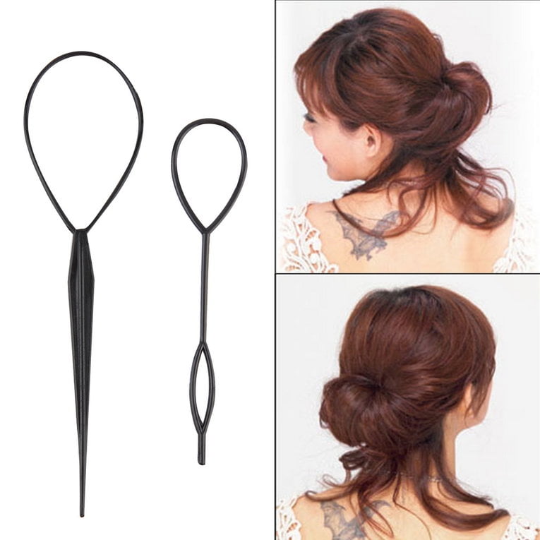 Popular 2pcs Ponytail Creator Plastic Loop Styling Tools Black