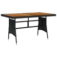 thumbnail image 1 of vidaXL Garden Table Black 130x70x72 cm Poly Rattan & Solid Acacia Wood, 1 of 3