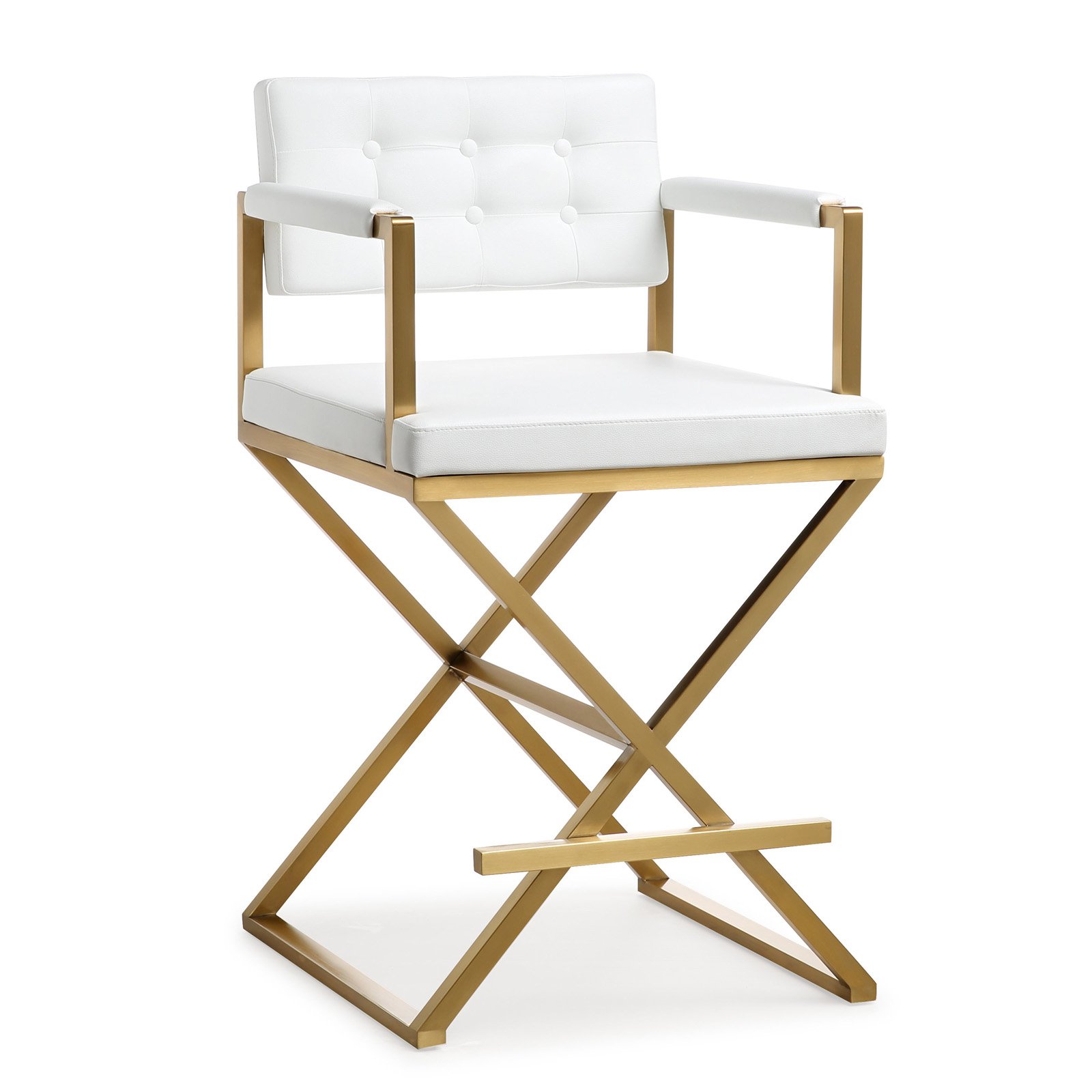 Director White Gold Steel Counter Stool