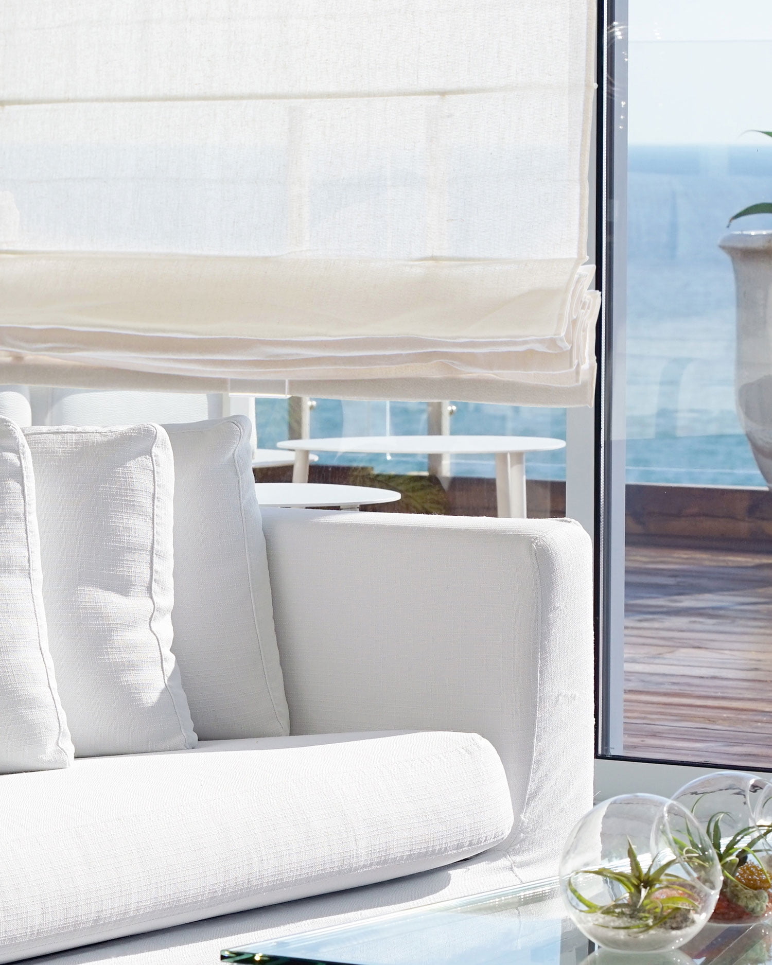 Chicology Cordless Roman Shade, Sheer, Pacific White, 36"W X 64"H
