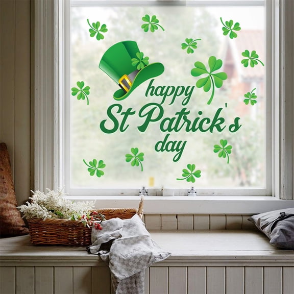 St. Patrick'S Day Window Stickers Pvc Electrostatic Decal Shop Door Glass Decor Holiday Atmosphere Decoration