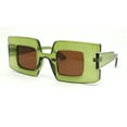 thumbnail image 2 of Womens Retro Thick Plastic Mod Rectangle Fashion Sunglasses Green - Brown, 2 of 4