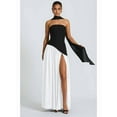 thumbnail image 4 of Women'S Off-the-Shoulder Tube Dress with Side Design, Suitable for Going Out Casual Elegant Club Party Long Dress Black & White L, 4 of 7