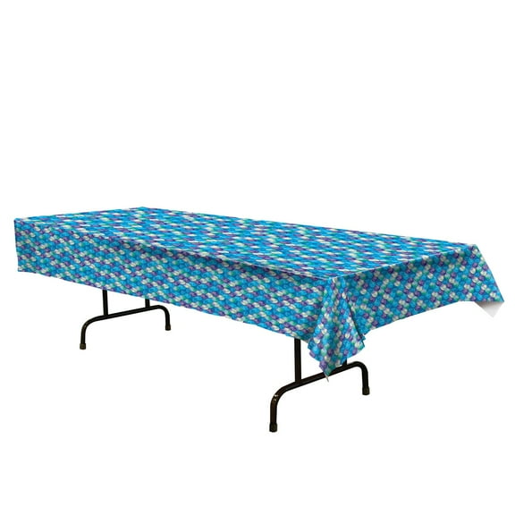 Beistle 54" Blue and Green Mermaid Scales Table-Cover - 12ct