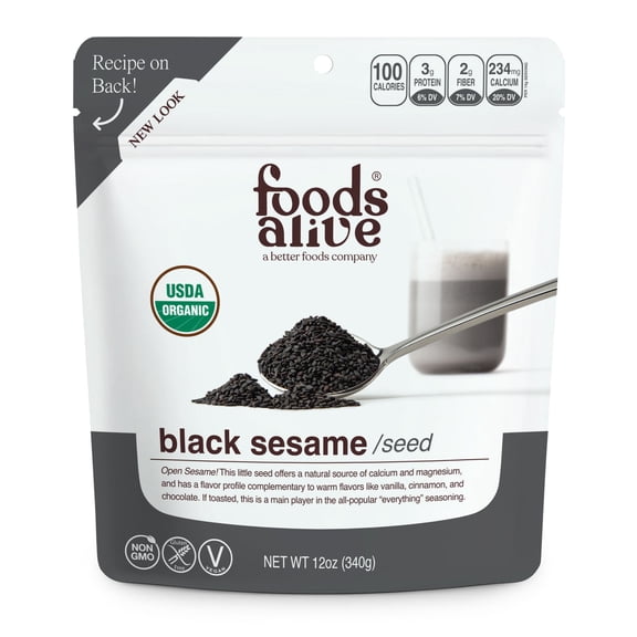 (Pack of 6) Foods Alive Black Sesame Seeds, 12 oz