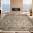 thumbnail image 2 of Design&I 8'x10' Washable Area Rug Extra Large Skid-Resistant Low Profile Vintage Distressed Tan Boho Scroll Border Fuzzy Neutral for Living Room, Family, 2 of 7