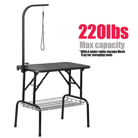 Adjustable Pet Dog Cat Grooming Table Professional Foldable Height Drying Table w/Arm & Noose & Mesh (Best Pet Grooming Table)