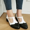 thumbnail image 2 of IUJSOY Heels for Women Vintage Cap Toe T-Strap Dress Pumps Shoes Casual Block Heeled Oxford Shoes, 2 of 7