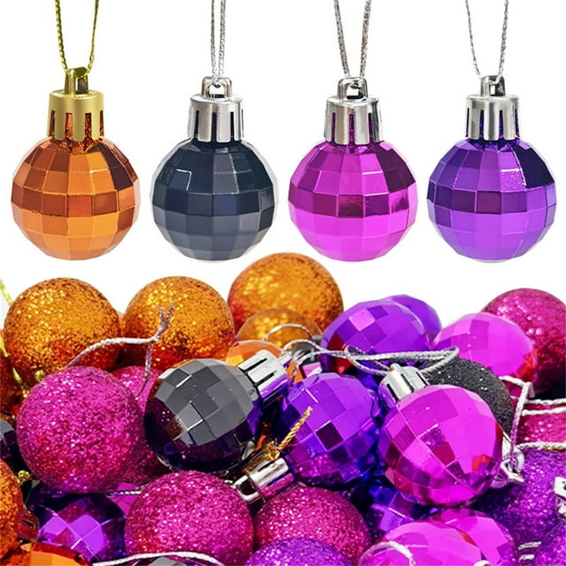 Paquete de 24 Adornos para Árbol de Navidad | Bolas de Purpurina de 3 Cm para Decoración Navideña | Bolas Colgantes de Plástico Irrompibles para Decoración Del Hogar, La Oficina y Fiestas