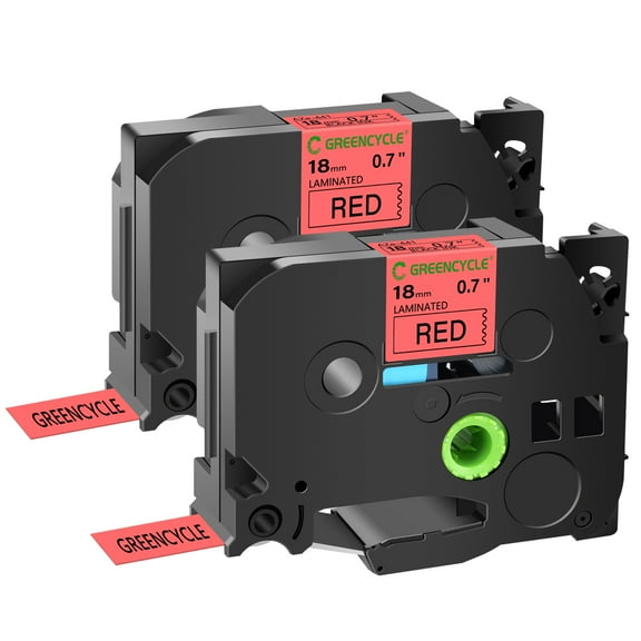 GREENCYCLE 2PK Compatible for Brother P-touch Black on Red 18mm TZ TZe TZe-441 TZ-441 TZe441 TZ441 Laminated Label Tape