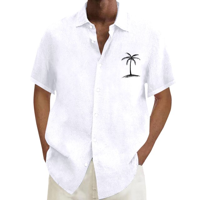 XDZJLR Chemises pour Hommes Décontractées Été Plage Manches Courtes Mode Imprimé Cocotier