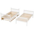 thumbnail image 5 of Twin over Twin Bunk Bed with Twin Size Trundle, Solid Pine Wood Bunk Bed can Convertible into 3 Platform Bed with Guardrail, Inclined Ladder, All Tools Included, Easy to Assemble, White,LJ3456, 5 of 9