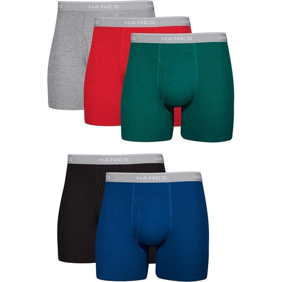 Hanes Men's Classics Tagless Boxer Briefs, Multi - 5 Pack, Medium