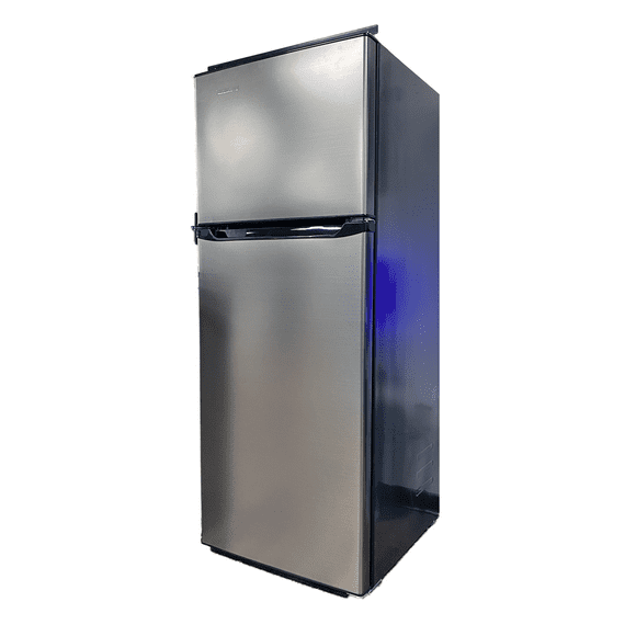 Lippert Components Refrigerator 2022302162 Model WD-282FWDC-BS-6/LHH; Dual Compartment Refrigerator; Permanent Bolt-In; 10.7 Cubic Foot; 12 Volt; Black Stainless Steel; Left Hand Swing