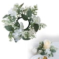 thumbnail image 2 of 1 Pcs Artificial Hydrangea Candle Rings Wreaths,9.84 Inch Small Wreath Pillar Candle Holder,Center Mini Artificial Flower Wreaths Candle Ring Wreaths Holder,For Wedding Door Wall Window Decor,White, 2 of 8
