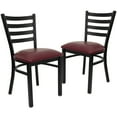thumbnail image 2 of Flash Furniture 2 Pack HERCULES Series Black Ladder Back Metal Restaurant Chair - Burgundy Vinyl Seat, 2 of 14