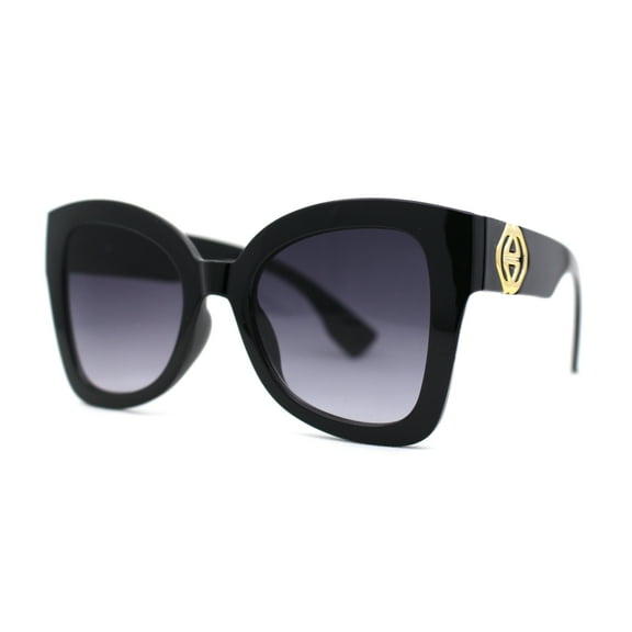Womens Thick Plastic Mod Oversize Horn Butterfly Fashion Sunglasses Black Smoke