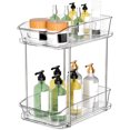 thumbnail image 1 of Organizador extraíble de 2 niveles para baño, cocina, almacenamiento debajo del fregadero con divisores, para gabinetes, organización de armarios, almacenamiento transparente, 1 of 4