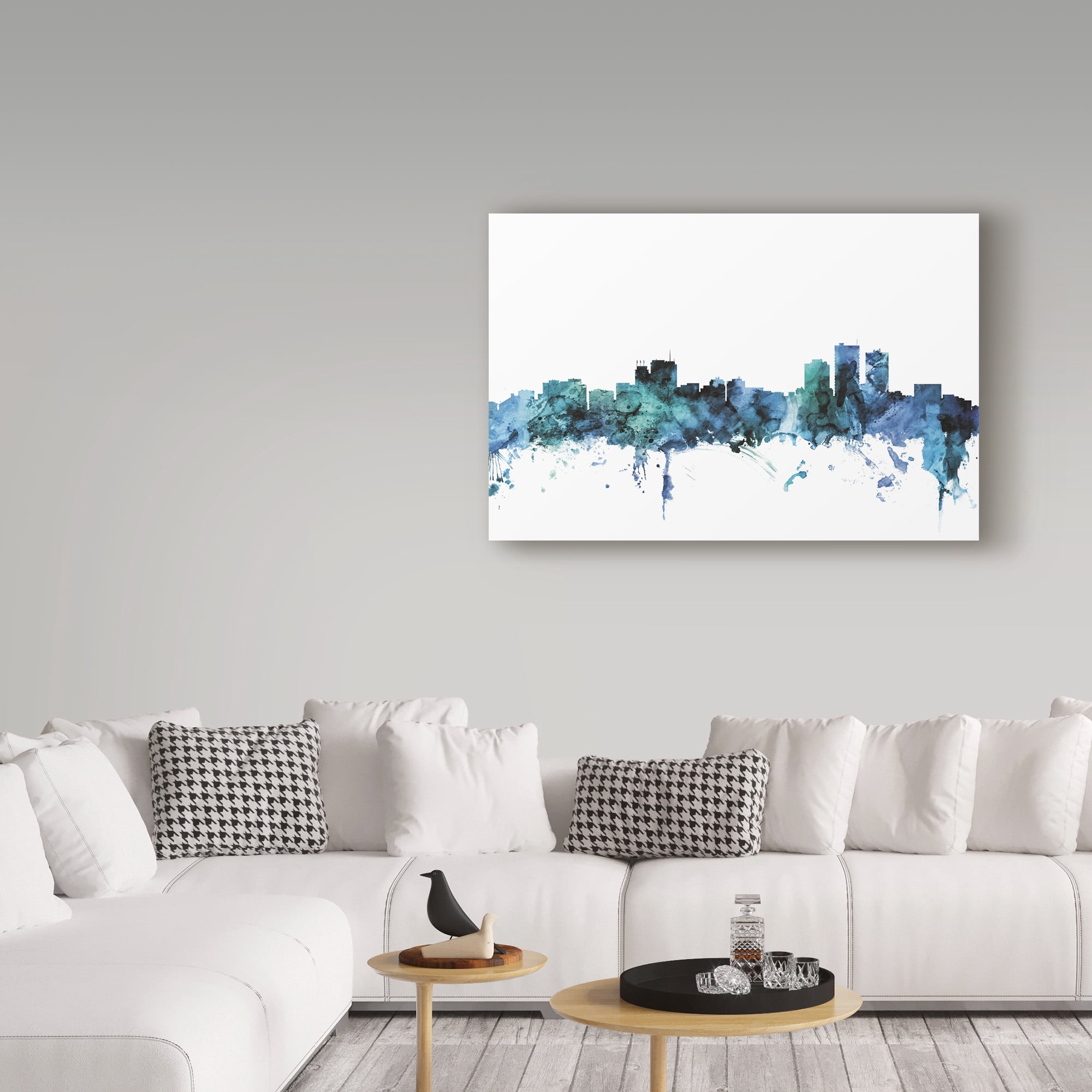 Trademark Fine Art 'Anchorage Alaska Blue Teal Skyline' Canvas Art by Michael Tompsett
