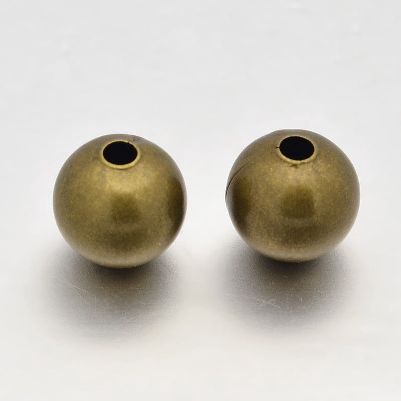500pcs Brass Beads Seamless Round Beads Nickel Free Antique Bronze 8mm Hole: 2mm