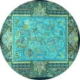 thumbnail image 1 of Ahgly Company Machine Washable Indoor Round Persian Turquoise Blue Traditional Area Rugs, 3' Round, 1 of 4