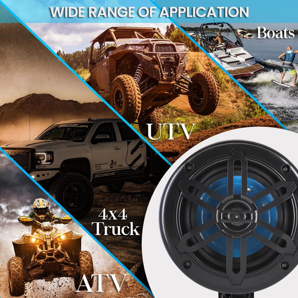 Pyle 5.25” Waterproof Off-Road Speakers - 180W 2-Way Marine Woofer Sound System w/ 360° Rotatable Includes Bracket(Black)