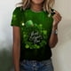 thumbnail image 1 of Fiudx Ofertas Relámpago San Patricio Día Moda Mujer Cuello Redondo Casual Manga Corta Impreso Señoras Tops Blusa, 1 of 4